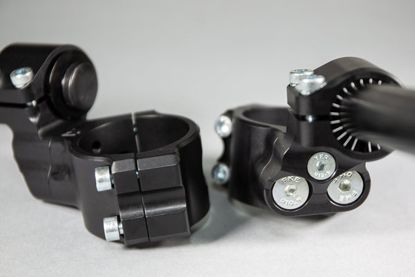 Woodcraft BMW S1000RR Side Mount 35mm Rise Adjustable Angle Clipon Risers, 55mm w/ OEM Clipon Delete