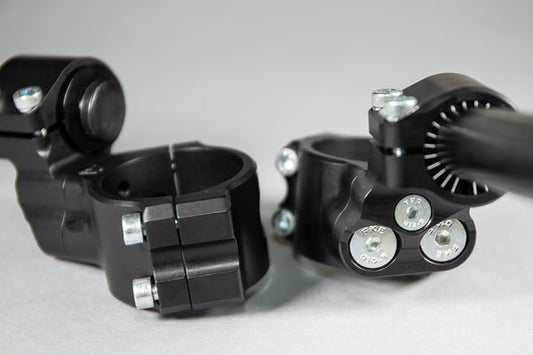 Woodcraft BMW S1000RR Side Mount 35mm Rise Adjustable Angle Clipon Risers, 55mm w/ OEM Clipon Delete