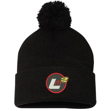 LM2 EMBROIDERED ON FRONT SPORTSMAN - POM-POM 12" KNIT BEANIE - SP15- BLACK